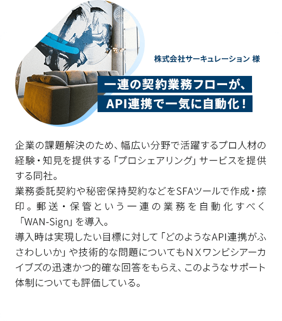 一連の契約業務フローが、 API連携で一気に自動化！