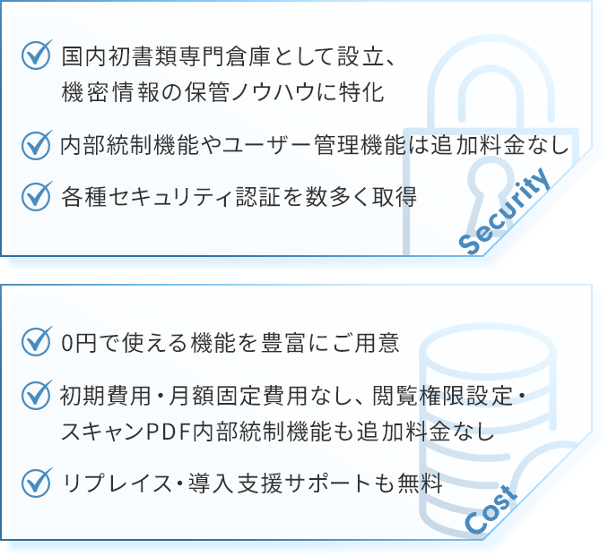 1966年国内初の書類専門倉庫として設立され、機密情報の保管ノウハウに特化 0円で使える機能が豊富で電子契約の全社展開にもおすすめ 